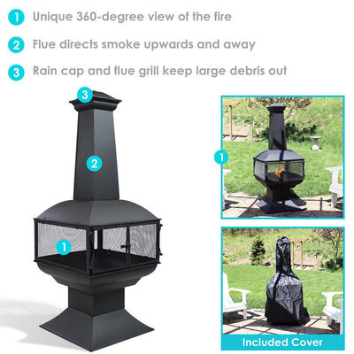 Patio extérieur jardin jardin camping acier lourd bois brûlant foyer avec poker