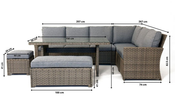 Taille du tabouret L.44 X W.44 X H.41cm AJUNION PE Rattan Jardin pour votre espace extérieur