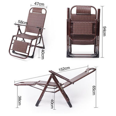 Plage extérieure balcon jardin portable rotin pliable chaise de salon avec pédale de pied