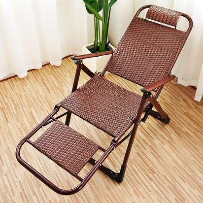 Plage extérieure balcon jardin portable rotin pliable chaise de salon avec pédale de pied