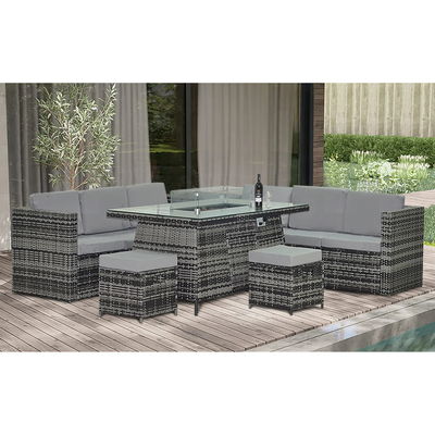 Détente en extérieur cadre de tube en acier AJUNION Wicker Rattan Garden Set avec table du foyer