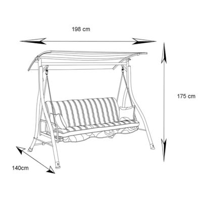Confortable et durable 3 sièges fauteuil de jardin balançoire avec canopée capacité de poids 340kg