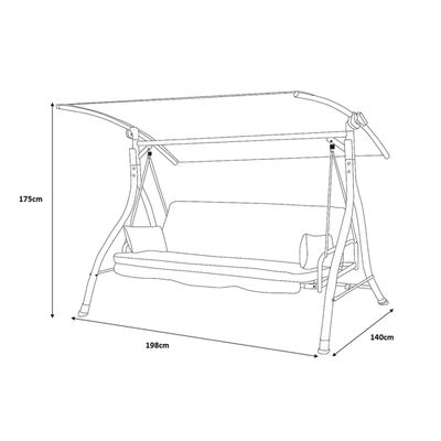 Confortable et durable 3 sièges fauteuil de jardin balançoire avec canopée capacité de poids 340kg