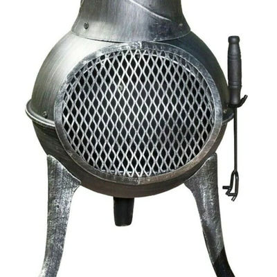 Métal patio extérieur arrière-cour jardin camping acier lourd cheminée à bois charbon de bois cheminée cheminée cheminée avec casquette de pluie