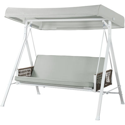 Chaise de balançoire extérieure avec couvercle réglable AJUNION lit balançoire 3 places et cadre en acier