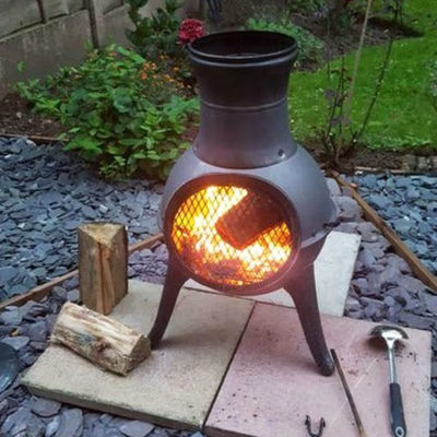 Métal patio extérieur arrière-cour jardin camping acier lourd cheminée à bois charbon de bois cheminée cheminée cheminée avec casquette de pluie