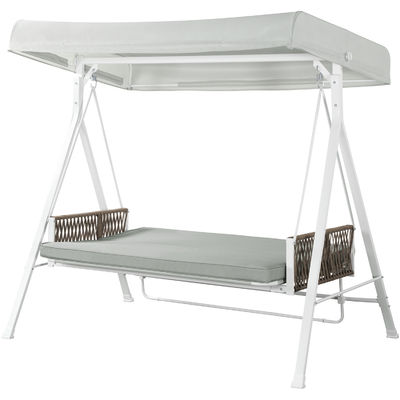 Chaise de balançoire extérieure avec couvercle réglable AJUNION lit balançoire 3 places et cadre en acier