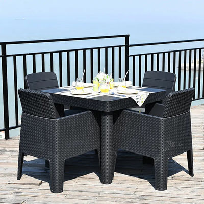 Logo Aucun ou Logo personnalisé Nordic Outdoor Table à manger en plastique empilable et ensemble de chaises