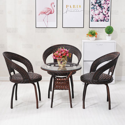 Tableau et chaise en rotin en coton en PE tissé pour meubles de jardin