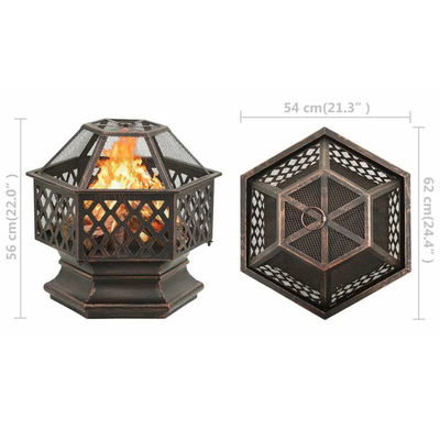 Hexagone Crossweave acier bois brûlant la fosse de feu Bowl pour le patio extérieur et le jardin