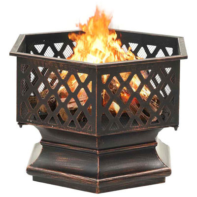 Hexagone Crossweave acier bois brûlant la fosse de feu Bowl pour le patio extérieur et le jardin