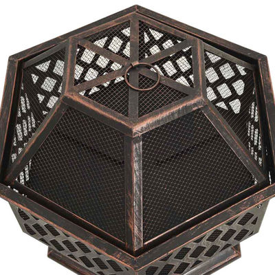 Hexagone Crossweave acier bois brûlant la fosse de feu Bowl pour le patio extérieur et le jardin