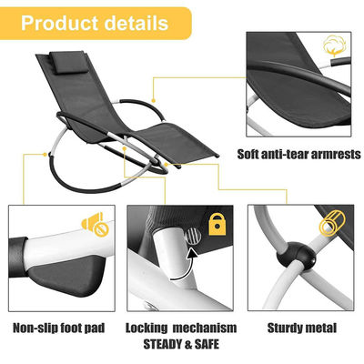 Meubles d'extérieur modernes pliants fauteuil à bascule à gravité nulle pour jardin de patio et plage