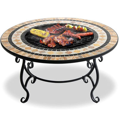 Puits de feu en mosaïque multifonctionnel pour camping au feu de camping et table de barbecue au charbon de bois