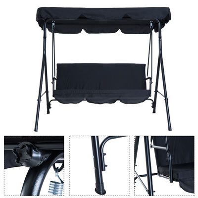 Cushion en polyester AJUNION Chaise balancière suspendue de jardin à 3 places avec métal et audace