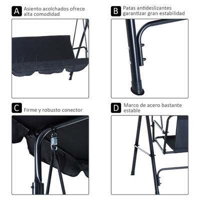 Cushion en polyester AJUNION Chaise balancière suspendue de jardin à 3 places avec métal et audace