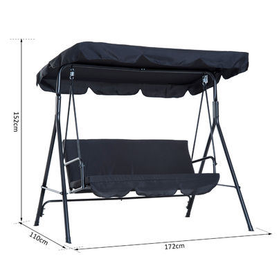 Cushion en polyester AJUNION Chaise balancière suspendue de jardin à 3 places avec métal et audace