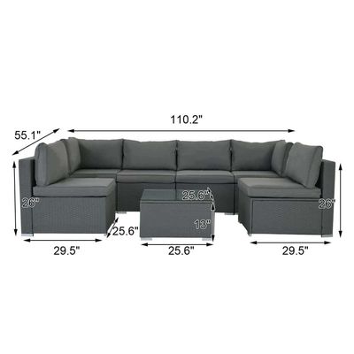 AJUNION Wicker Rattan PE Couchette sectionnelle de jardin ensemble de meubles de patio ensemble de conversation de meubles d'extérieur