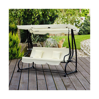 Chaise suspendue à balançoire de jardin avec revêtement en poudre et crochet à ressort W120xL200xH164cm