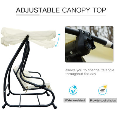 Chaise suspendue à balançoire de jardin avec revêtement en poudre et crochet à ressort W120xL200xH164cm
