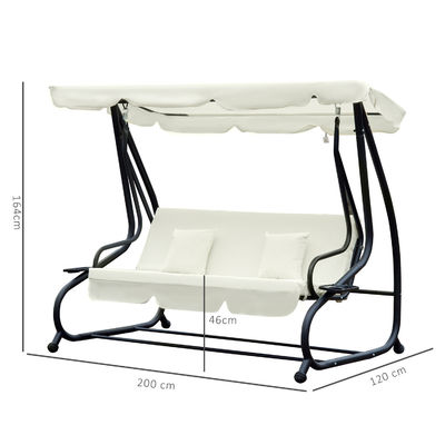 Chaise suspendue à balançoire de jardin avec revêtement en poudre et crochet à ressort W120xL200xH164cm