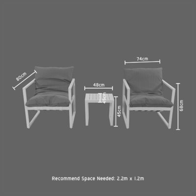 Outdoor Leisure Chaise de jardin en aluminium Ensemble de salon en aluminium L 45 x W48 x H45cm Aluminium