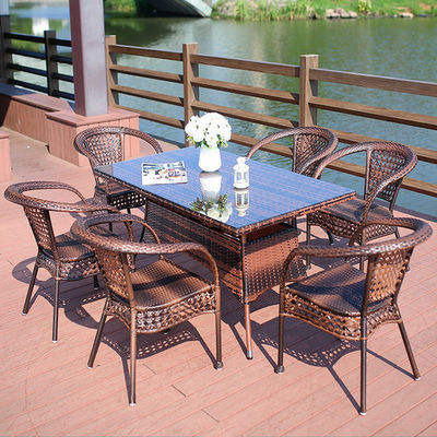 Balcon de jardin extérieur fauteuil empilable et table à manger en coton pour loisirs