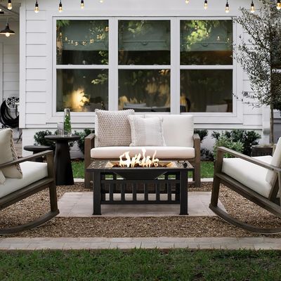30 livres de métal carré de la table du foyer 32 pouces bois brûlant barbecue pour jardin de camping