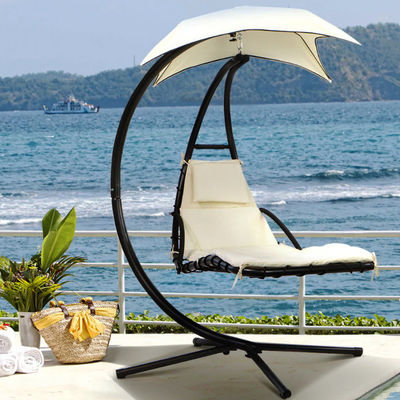 Améliorez votre patio avec une chaise de balançoire en métal moderne avec coussin et couverture solaire