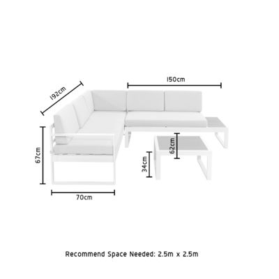 AJUNION Ensemble de mobilier extérieur en forme de L Ensemble de salon en aluminium avec finition en teck plastique