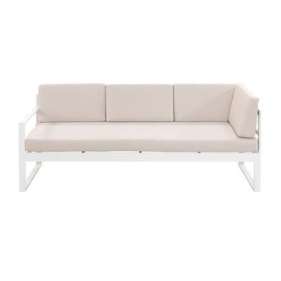 AJUNION Ensemble de mobilier extérieur en forme de L Ensemble de salon en aluminium avec finition en teck plastique