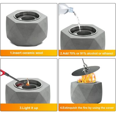 Pounds AJUNION Portable mini foyer en béton plateau de table Bouteille de foyer à combustion alcoolique