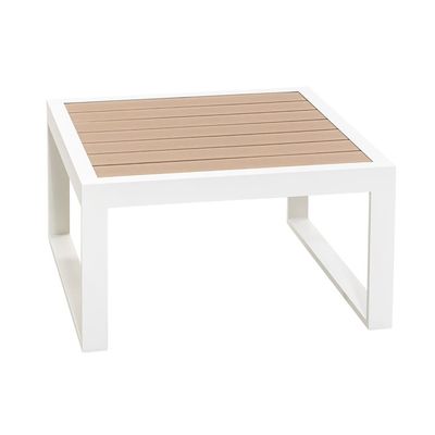 AJUNION Ensemble de mobilier extérieur en forme de L Ensemble de salon en aluminium avec finition en teck plastique