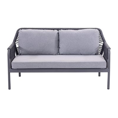 Cadre en aluminium AJUNION Tissage à la corde Meubles de jardin Salon canapé avec plateau de table HPL
