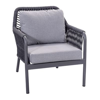 Cadre en aluminium AJUNION Tissage à la corde Meubles de jardin Salon canapé avec plateau de table HPL