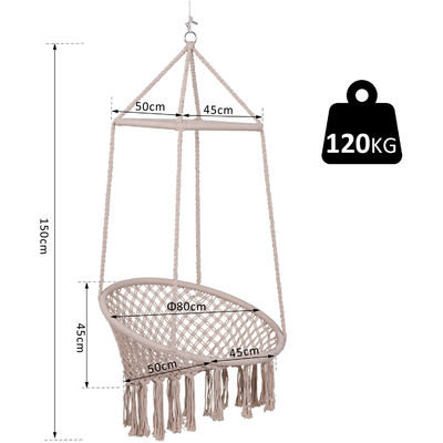 AJUNION Macrame hamac suspendu fauteuil balançant cadre métallique coton corde courrier emballage Y