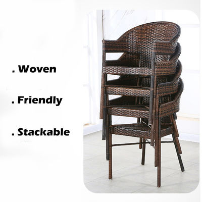 Logo personnalisé Table à manger en rotin PE tissé et chaises pour hôtel Outdoor Patio fauteuil