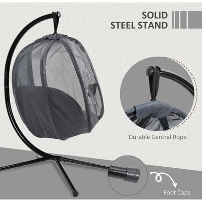Meubles d'extérieur essentiels AJUNION Chaise à œufs pliable suspendue avec coussin en polyester