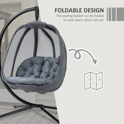 Meubles d'extérieur essentiels AJUNION Chaise à œufs pliable suspendue avec coussin en polyester