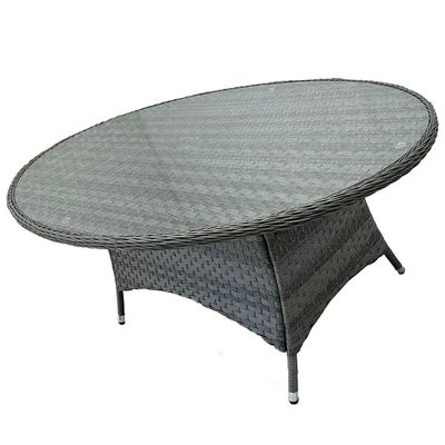 9 sièges, salle à manger extérieure avec table ronde et coussins par AJUNION Rattan Furniture