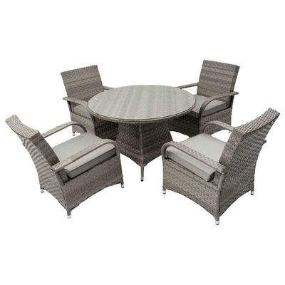 Table ronde meubles de salle à manger extérieure Wicker Rattan jardin ensemble pour 4 places par AJUNION