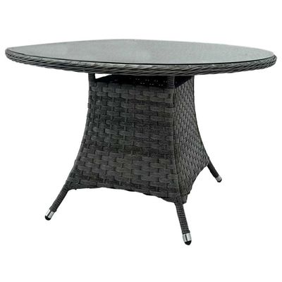 Table ronde meubles de salle à manger extérieure Wicker Rattan jardin ensemble pour 4 places par AJUNION