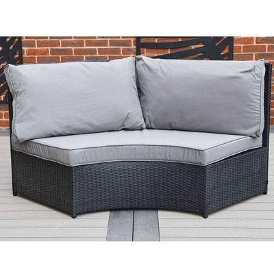AJUNION 8 sièges Rattan rond Meubles de jardin Set à manger avec une épaisseur de coussin de 10 cm