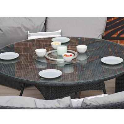 AJUNION 8 sièges Rattan rond Meubles de jardin Set à manger avec une épaisseur de coussin de 10 cm