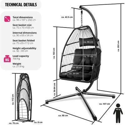Chaise suspendue pliable pour l'emballage du courrier dans le salon