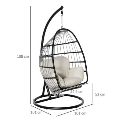 Design pliable pour l' extérieur suspendu, fauteuil d' oeuf avec support, mobilier extérieur
