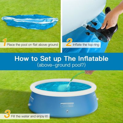 Une piscine familiale en PVC ronde de 12 pieds x 33 pouces