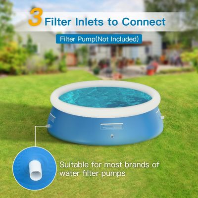 Une piscine familiale en PVC ronde de 12 pieds x 33 pouces