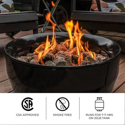Pôle de feu à gaz non fumé ronde 24,2 &quot;D x 24,2 &quot;W x 11,1 &quot;H 60000 BTU pour le camping en plein air