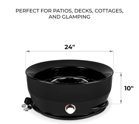 Pôle de feu à gaz non fumé ronde 24,2 &quot;D x 24,2 &quot;W x 11,1 &quot;H 60000 BTU pour le camping en plein air
